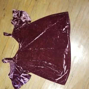 Torrid Burgundy crushed velour off the shoulder vneck top EUC sz 2 aka 2X